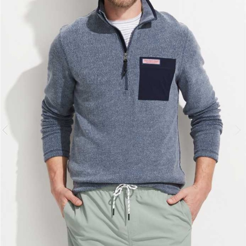 Vineyard Vines Men's Navy Sherpa-lined Quarter-Zip